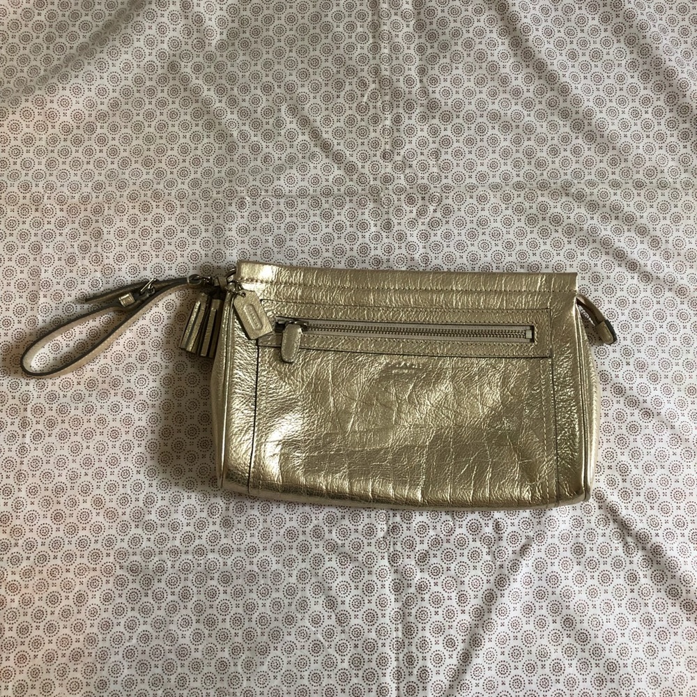 *Sold*Gorgeous Coach large wristlet silver leather